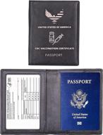 passport holder vaccine leather document logo