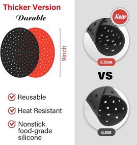 img 3 attached to 🔥 Enhanced Premium Air Fryer Liners, Silicone Mat for Air Fryers, Heat Resistant and Food-Safe Air Fryer Accessories for Ninja, Power XL, GoWISE, Chefman, Ultrean, and More, 9 Inch, Pack of 2