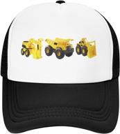 wisedeal boys' dump loader excavator truck hat: adjustable snapback mesh trucker baseball cap for kids logo