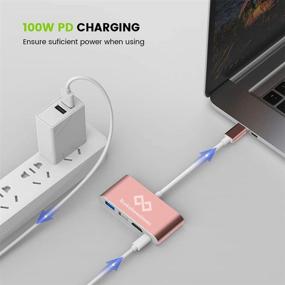 img 1 attached to Enhance Connectivity with Dataluminus 6-in-1 USB C Hub HDMI Adapter: HDMI 4k, 100W Power Delivery, USB3.0+USB2.0+PD3.0, for MacBook Air, MacBook Pro, XPS, and More (Rose Gold)