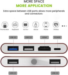 img 2 attached to Enhance Connectivity with Dataluminus 6-in-1 USB C Hub HDMI Adapter: HDMI 4k, 100W Power Delivery, USB3.0+USB2.0+PD3.0, for MacBook Air, MacBook Pro, XPS, and More (Rose Gold)