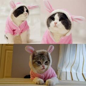 img 3 attached to Adorable Bro'Bear Pink Plush Rabbit Outfit with Hood & Bunny Ears for Small Dogs & Cats