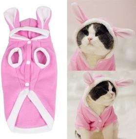 img 4 attached to Adorable Bro'Bear Pink Plush Rabbit Outfit with Hood & Bunny Ears for Small Dogs & Cats