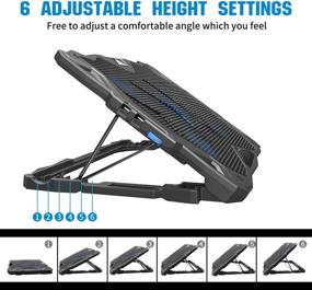 img 3 attached to PCCOOLER Laptop Cooling Pad Stand, 6 Angle Adjustable & 5 Quiet Blue LED Fans, 12-17.3 Inch Gaming Laptop Cooler with Dual USB Ports for Mouse, Keyboard