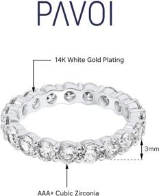 img 3 attached to Sparkling PAVOI 14K Gold Plated Cubic 💍 Zirconia Rings: Exquisite 3.0mm Eternity Bands for Women