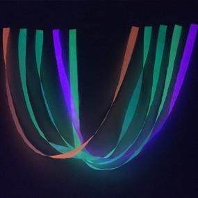 img 1 attached to Glow in The Dark Party Decorations - Neon Crepe Paper UV Reactive Streamers for Birthday Holiday Fiesta Party