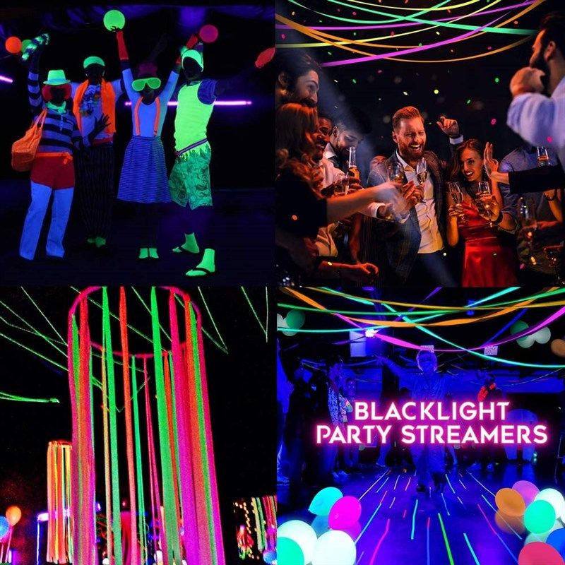 Blacklight Party Streamers Decor Glow Crepe Paper UV Reactive