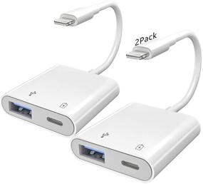 img 4 attached to 📱 Apple MFi Certified - 2 Pack Lightning to USB3 Camera Adapter, 2 in 1 Portable USB Adapter for iPhone with Lightning Charging Port and USB Female Connection for Card Reader, U Disk, Keyboard, USB Flash Drive