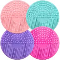 🧼 efficient silicone makeup brush cleaning mat - portable & colorful scrubber with suction cup logo