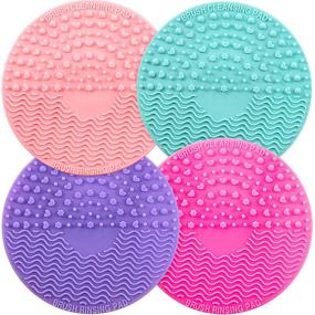 img 4 attached to 🧼 Efficient Silicone Makeup Brush Cleaning Mat - Portable & Colorful Scrubber with Suction Cup