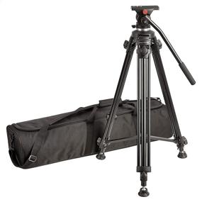 img 4 attached to 🎥 Professional Aluminum Video Tripod - 65", Heavy Duty with Fluid Head by Amazon Basics