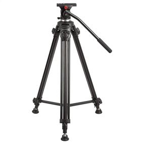 img 3 attached to 🎥 Professional Aluminum Video Tripod - 65", Heavy Duty with Fluid Head by Amazon Basics