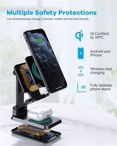 img 1 attached to 🔌 Jolameceni 2-in-1 Dual Wireless Charger Stand - Fast Charging for iPhone 11/Pro/Max & AirPods Pro - Samsung Galaxy S20/S10 Compatible - Adjustable Black Design