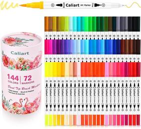 img 4 attached to 🖌️ Caliart 72 Dual Brush Pens Art Markers for Adult Coloring: Fine & Brush Tip, Note Taking, Lettering, Calligraphy, Drawing, Sketching - Bullet Journaling Supplies