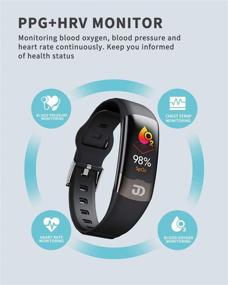 img 3 attached to Black Jiandi 2-in-1 Smart Watch with Heart Rate Monitor, SPO2 Blood Oxygen Monitor Chest Strap, Fitness Tracker with Blood Pressure Wrist Band, HRV Health Sleep, Calorie Counter and Activity Tracker