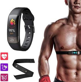 img 4 attached to Black Jiandi 2-in-1 Smart Watch with Heart Rate Monitor, SPO2 Blood Oxygen Monitor Chest Strap, Fitness Tracker with Blood Pressure Wrist Band, HRV Health Sleep, Calorie Counter and Activity Tracker