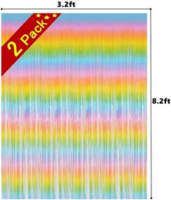 img 3 attached to 🌈 Pack of 2 Shiny Rainbow Foil Fringe Curtains, 3.2 x 8.2 feet Metallic Tinsel Rainbow Streamers for Photo Booth Backdrop, Ideal for Birthday, Wedding, Holiday, Celebration, Bachelorette Party Decorations