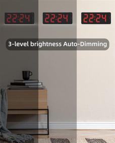 img 1 attached to 🕰 Enhance Your Décor with the LED Digital Wall Clock: Large Display, Big Digits, Auto-Dimming, 12/24Hr Format, Battery Backup – Silent Wall Clock for Farmhouse, Kitchen, Living Room, Bedroom, Classroom, Office (Red)