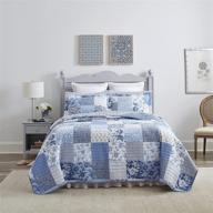 🛏️ laura ashley home - paisley patchwork collection - quilt set - 100% cotton, reversible, lightweight & breathable bedding, pre-washed for added softness, king size, blue (ushsa91126128) logo