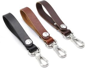 img 1 attached to 🔑 Handcrafted Leather Keychain with Carabiner Clip: Essential Men's Accessories