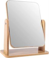 lotiko natural wooden stand vanity makeup mirror: 7 inch swivel single sided desk mirror, portable standing mirror for countertop (square) logo