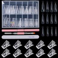 💅 mikimiqi dual nail forms set poly gel quick building nail kit with stiletto gel nail molds, acrylic nail tips clips, brush, and nail file: perfect for polygel extension! logo