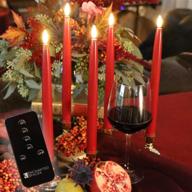 🕯️ enhance your ambiance with a set of 5 cranberry flameless led 10" taper candles - realistic black wick, daily timer, remote control, 10 aa batteries included! логотип