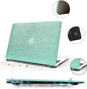 img 2 attached to 🎉 Sparkly PU Leather MacBook Air 13 inch Case - Anban Compatible with Model A1466 A1369 (2010-2017), Mint Green Hard Shell Protective Laptop Case with Keyboard Cover