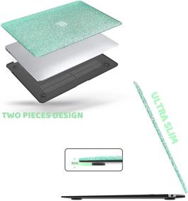 img 3 attached to 🎉 Sparkly PU Leather MacBook Air 13 inch Case - Anban Compatible with Model A1466 A1369 (2010-2017), Mint Green Hard Shell Protective Laptop Case with Keyboard Cover