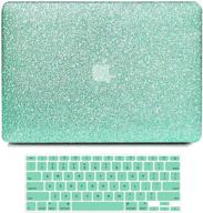 🎉 sparkly pu leather macbook air 13 inch case - anban compatible with model a1466 a1369 (2010-2017), mint green hard shell protective laptop case with keyboard cover logo