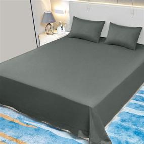 img 4 attached to 🛏️ King Size Gray Microfiber Flat Sheet - 1800 Bedding Top Sheet with 4 in Hem - Ultra Soft, Wrinkle- and Stain-Resistant, Hypoallergenic - 1 Piece