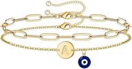 🔥 iefwell gold initial bracelets for women, layered a bracelet with initials and evil eye design- dainty gold bracelets for women and girls- stylish evil eye jewelry logo