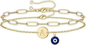 img 4 attached to 🔥 IEFWELL Gold Initial Bracelets for Women, Layered A Bracelet with Initials and Evil Eye Design- Dainty Gold Bracelets for Women and Girls- Stylish Evil Eye Jewelry