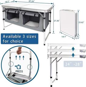 img 3 attached to Camping Table with Adjustable Legs for Beach, Backyards, BBQ, Party and Picnic - Camp Field Table