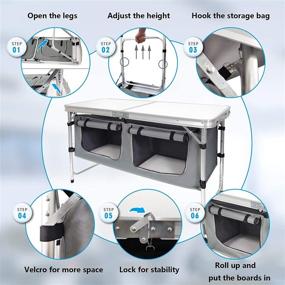 img 1 attached to Camping Table with Adjustable Legs for Beach, Backyards, BBQ, Party and Picnic - Camp Field Table