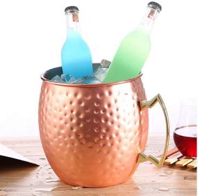 img 2 attached to 🍾 Jolitac Copper Ice Bucket: 5 Quart Party Cooler with Carry Handle for Wine, Champagne, Beer - 5L Rose Gold