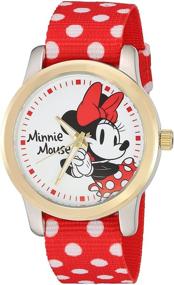 img 4 attached to 🕰️ Disney Minnie Mouse Ladies Two-Tone Alloy Watch, Reversible Red & White Polka Dot Strap, W002882