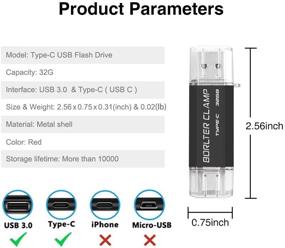 img 2 attached to 📱 Высокоскоростной флеш-накопитель USB Type-C 32 ГБ 3.0 Dual Drive: BorlterClamp USB C Флешка для смартфонов на Android Samsung Galaxy S10/S9/S8/Note 9, LG, Google Pixel, ПК - Черный.