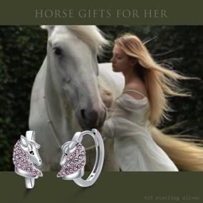 img 2 attached to Horse Hoop Earrings: Hypoallergenic 925 Sterling Silver Horse Gifts for Women & Girls