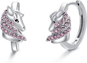 img 4 attached to Horse Hoop Earrings: Hypoallergenic 925 Sterling Silver Horse Gifts for Women & Girls