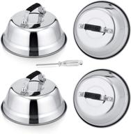 🧀 pack of 4 cheese melting domes - hasteel stainless steel round griddle grill accessories for indoor & outdoor kitchen cooking, flat top bbq, steaming & basting - dishwasher safe logo