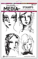 🖌️ ranger dina wakley media cling stamps - intriguing faces, 6"x9 logo