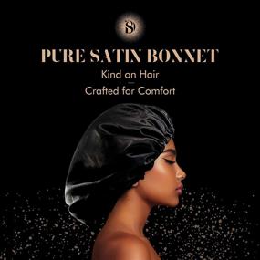 img 3 attached to Satin Bonnet: Ultimate Hair Care - 100% Satin Luxury Cap For All Hair 🌙 Types, Breathable & Firm Elastic Fit - Lock in Gorgeous Overnight Hairstyles - Premium Sleep Cap