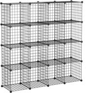 📦 bastuo cube storage organizer - 16 cubes wire storage cabinet, diy modular bookcase stackable shoe rack shelf - metal cubes organizer for wardrobe closet, living room, bedroom, office - black логотип