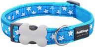 turquoise dog collar with white stars by red dingo logo