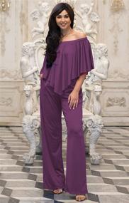 img 1 attached to 👗 KOH KOH Womens Long Pant Off Shoulder Jumpsuit with Strapless Design, Pockets - All-in-One Outfit