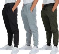 real essentials 3 pack: boys youth active fleece jogger sweatpants - comfortable & stylish athletic pants with soft fabric логотип