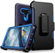 🔵 ultimate protection for lg stylo 6: heavy duty shockproof armor case with belt clip holster - navy blue logo