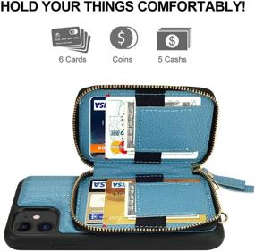 img 2 attached to ZVEdeng iPhone 11 Crossbody Case with Card Holder - Stylish Leather Trunk Box Zipper Case for iPhone 11 6.1inch-Haze Blue