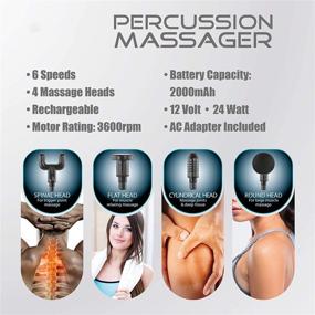 img 1 attached to Массажер FineLife Deep Tissue Percussion - идеально подходит для восстановления тела и мышц - направленный массажер для спины - включает 4 насадки - мощный мотор и долговечная батарея